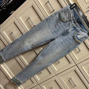 Boston Proper Light Blue Embellished Skinny Jeans